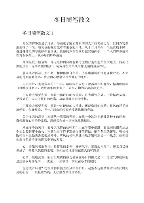 哀伤冬季随笔范文