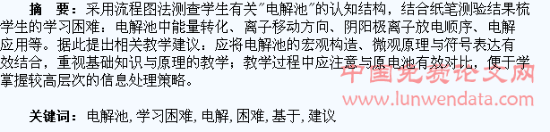 基于学生“电解池”学习困难的测查与教学建议