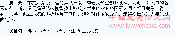 基于ISM模型的大学生企业创业系统研究