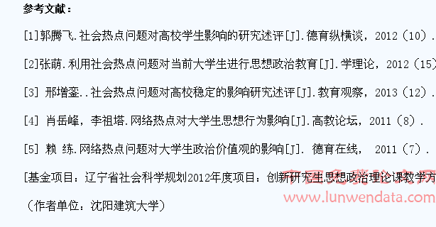 社会热点问题对大学生思想行为影响及对策研究