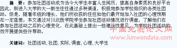 大学生参加社团活动心理预期和实际收获对比调查