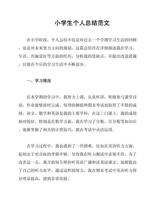 个人小结（学生）