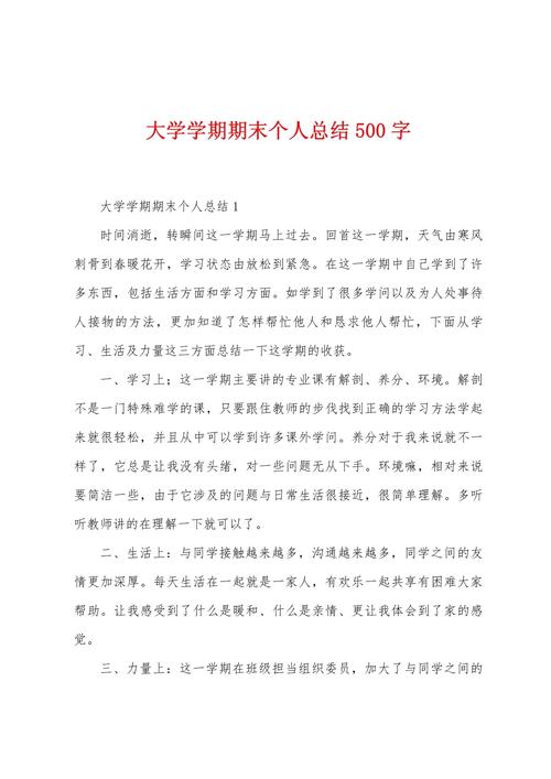 学期个人总结(大学生)