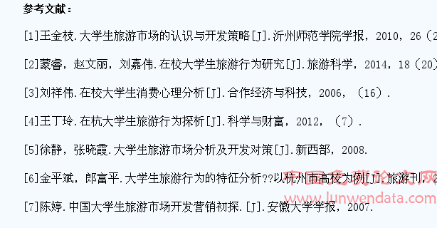 大学生旅游行为分析及旅游市场开发策略研究