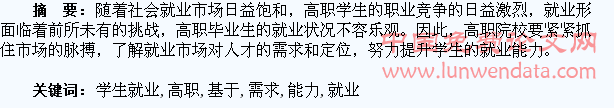 基于市场需求的高职学生就业能力培养的调查思考
