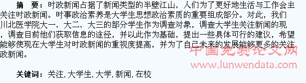 在校大学生对时政新闻的关注情况