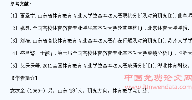山东省第六届体育教育专业大学生基本功大赛成绩分析