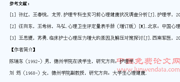 护理学专业学生实习前的心理调查与分析