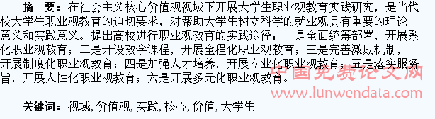 核心价值观视域下大学生职业观教育实践研究