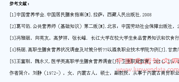 高职学生营养知识、饮食习惯的调查