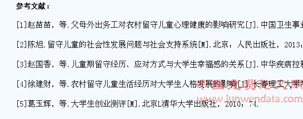具有留守儿童成长背景的大学生心理特点对创业素质影响的研究