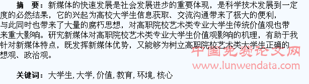 新媒体环境下艺术类大学生核心价值观教育研究
