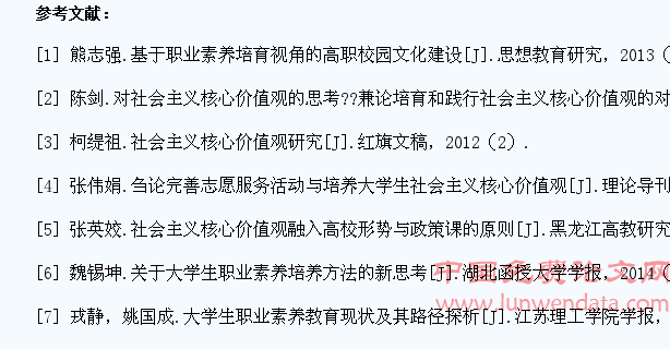 社会主义核心价值观视域下大学生职业素养培育研究