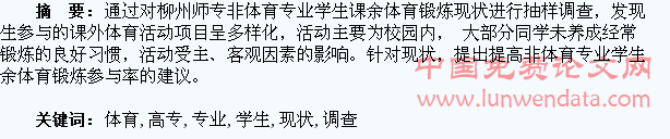 高职高专非体育专业学生课余体育锻炼现状的调查分析