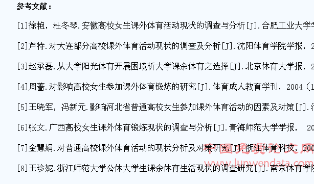 高校女大学生课外体育活动现状的研究