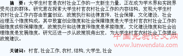 大学生村官农村社会工作的内容结构