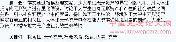 大学生无形资产带来社会效益关键因素的探索性研究