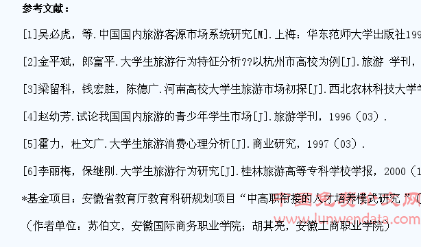 安徽高校大学生旅游市场研究