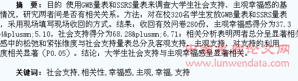 大学生社会支持与主观幸福感的相关性研究