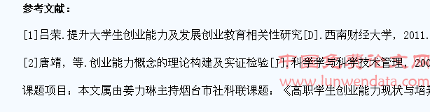 论烟台高职学生创业能力现状及培养模式